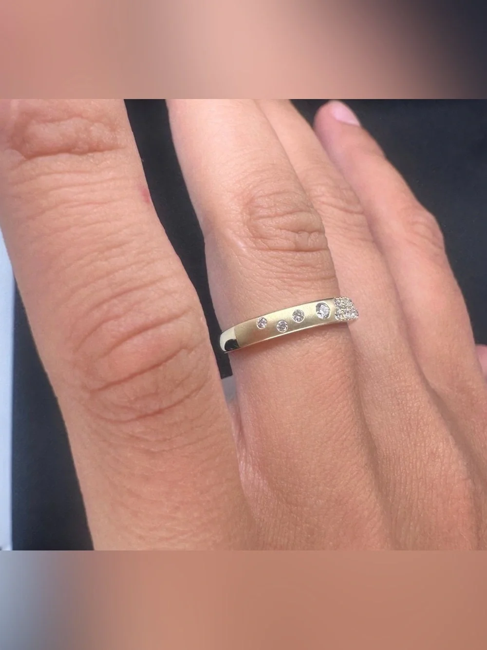 14K Yellow Gold Sandblast natural Diamond Band 0.21 CTW Size 6.5